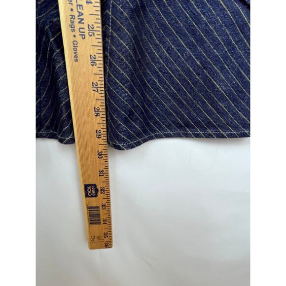 The Look by Randolph Duke Women's Size 16 Blue Striped Denim Ruffled Hem Skirt - Picture 4 of 8